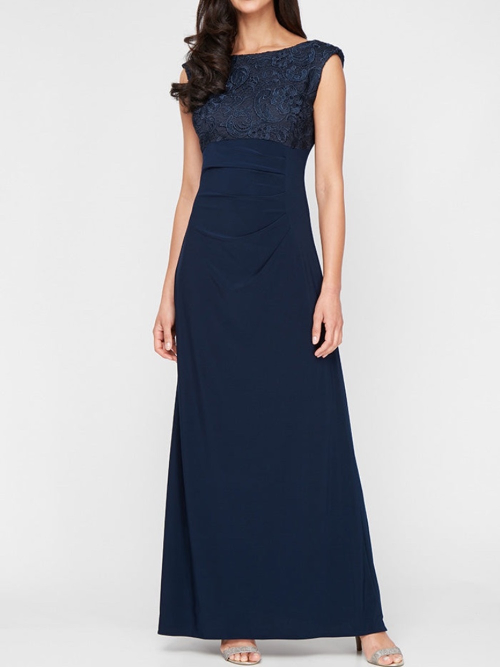 alexevenings.com Lace & Jersey Empire Gown NAVY / 8
